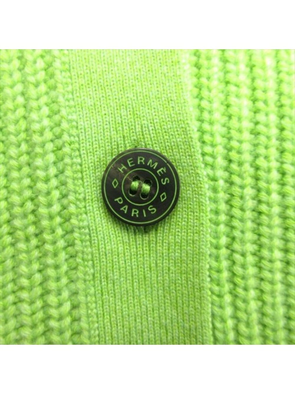 Hermes Series Button Oversize Cardigan Knit Sweater Cashmere Cotton 34 Green - Picture 4 of 9
